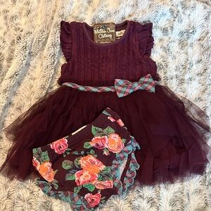 Matilda Jane Plum Dress with Floral Bloomers-Perfect for Holidays!